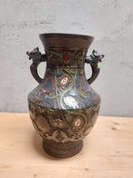 Cloisonné vaas brons Japan 30cm, Ophalen of Verzenden
