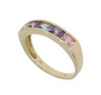 Toermalijn topaas amethist 14k gouden luxe dames ring, Voordeelsieraden, Ophalen of Verzenden, Zo goed als nieuw, 17 tot 18