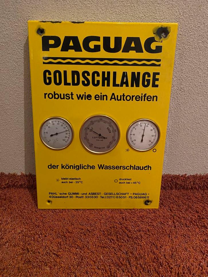 Vintage PAGUAG Goldschlange Weerstation orgineel emaile, Antiek en Kunst, Antiek | Emaille, Ophalen