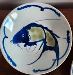 Chinees Porselein Koikarper Borden Set in blauw en groen '40, Ophalen of Verzenden