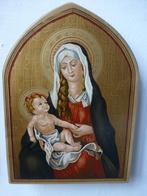 Maria en Kind / zeefdruk op Hout / R. Simonetto, Antiek en Kunst, Antiek | Religie, Verzenden