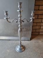 Zilverkleurige kandelaar voor 3 kaarsen, Ophalen of Verzenden, Zilver