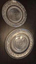 2 glazen taartborden, Huis en Inrichting, Keuken | Servies, Ophalen, Glas, Overige stijlen, Glas of Glazen