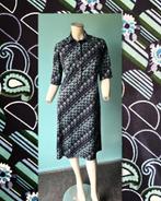 Vintage jaren 70 jurk donkerblauw met motief maat 40, Maat 38/40 (M), Vintage, Knielengte, Gedragen