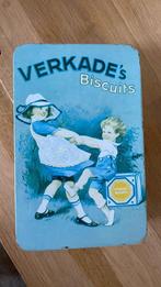 Verkade's Biscuits blauw blikje / trommeltje met kinderen, Gebruikt, Ophalen of Verzenden, Verkade