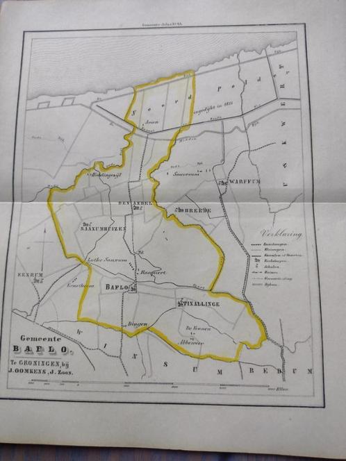 44 Baflo Tinallinge Breede Warffum Bedum Saaxumhuizen 1862, Antiek en Kunst, Kunst | Litho's en Zeefdrukken, Ophalen of Verzenden