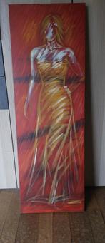 Mooi rood olieverf op doek 50x150 abstract, Ophalen
