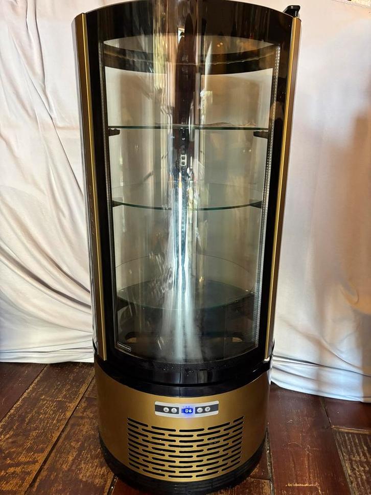 Saro gebaksvitrine, koelvitrine, rond, messing nieuw, Huis en Inrichting, Keuken | Keukenelementen, Nieuw, Minder dan 100 cm, 50 tot 100 cm