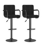 Barkrukken 2 st fluweel zwart, nieuw in doos, 5 krukken of meer, In hoogte verstelbaar, 60 tot 90 cm, Nieuw