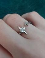 Poolster sterren ring 925 zilver met zirkonias, Nieuw, Ophalen of Verzenden, 17 tot 18, Dame