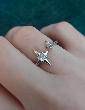 Poolster sterren ring 925 zilver met zirkonias beschikbaar voor biedingen