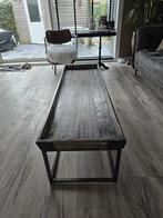 Industriele salontafel staal en hout in zeer goede staat, Ophalen, 100 tot 150 cm, 50 tot 100 cm, Zo goed als nieuw