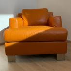 Natuzzi fauteuil “kubik” ( materiaal: leer, kleur: oranje), 75 tot 100 cm, Leer, 75 tot 100 cm, Zo goed als nieuw