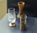 Drie vaasjes met zilver, filigrein, persglas, kristal glas, Verzenden