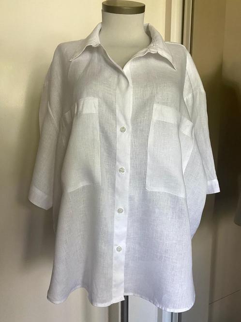 linnen blouse 46 wit NIEUW, Kleding | Dames, Blouses en Tunieken, Nieuw, Maat 46/48 (XL) of groter, Wit, Ophalen of Verzenden