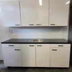 NIEUWE Keller Keuken 210 cm breed met STENEN Blad / INNOVARE, Verzenden, Wit, Enkelwandige keuken, Hoogglans of Gelakt