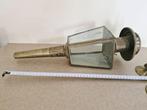 Antieke koetslamp,gegraveerd glas,messing,met wat werk,lamp, Ophalen of Verzenden