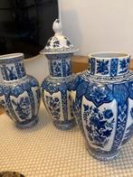 3 Vintage T.Delfts Bleau Porseleinen Vazen - Windmolen & Blo, Ophalen of Verzenden