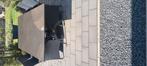 Mooie (tuin) tafel, gietijzeren onderstel + granieten blad, Tuin en Terras, Tuintafels, Ophalen, Gebruikt, Rechthoekig, Overige materialen