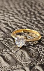 Prachtige 14k gouden ring mat hart zirkonia steen, Nieuw, Ophalen of Verzenden, 17 tot 18, Dame