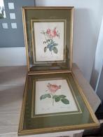 2 grote vintage houten kaders met bloemprent in, Ophalen of Verzenden, Zo goed als nieuw