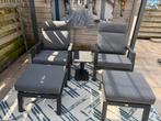 1 mnd oud + bon 2 verstelbare stoelen, voetenbank tafel, Tuin en Terras, Tuinstoelen, Ophalen, Nieuw, Aluminium, Stapelbaar