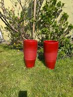 Grote rode vazen 2 dezelfde mooi voot op de vloer of terras, Tuin en Terras, Ophalen, Rond, Tuin, Zo goed als nieuw