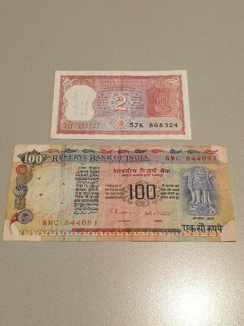 India, lotje van 2 biljetten (B2), Postzegels en Munten, Bankbiljetten | Azië, Ophalen of Verzenden