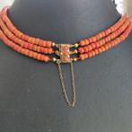 Antiek 14 krt. bloedkoraal prachtig op kleur.onbehandeld., Sieraden, Tassen en Uiterlijk, Antieke sieraden, Verzenden, Goud, Ketting