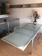 Glazen eettafel modern uitschuifbaar, Huis en Inrichting, Tafels | Eettafels, Ophalen, Modern transparant, 200 cm of meer, 50 tot 100 cm