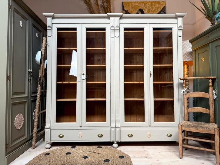 Xxl vitrinekast buffetkast servieskast boekenkast vintage, Huis en Inrichting, Kasten | Vitrinekasten, Zo goed als nieuw, 150 tot 200 cm