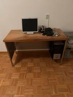 Bureau/ rvs. onderstel met eiken blad, Huis en Inrichting, Bureaus, Ophalen, Zo goed als nieuw