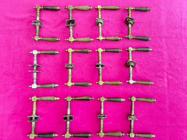 Antieke deurklinken met hoorn, deurkruk, deur klinken nr 227, Antiek en Kunst, Antiek | Woonaccessoires, Ophalen of Verzenden