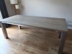 Eettafel met eiken blad en rvs poten, Huis en Inrichting, Tafels | Eettafels, Ophalen, Gebruikt, 100 tot 150 cm, Eikenhout