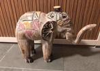 Bali beeld hout dier olifant wit kleuren Bali handgemaakt, Ophalen of Verzenden