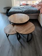 Set houten salontafels 3 stuks, Huis en Inrichting, Tafels | Salontafels, Ophalen, 50 tot 100 cm, Rond, 50 tot 100 cm
