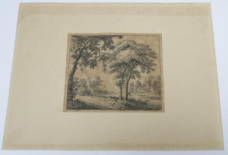 18e eeuwse ets met landschap van 17e eeuwse Antonie Waterloo, Antiek en Kunst, Kunst | Etsen en Gravures, Ophalen of Verzenden