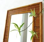 Vintage bamboe wandspiegel Dal Vera XL rotan spiegel 70s, Huis en Inrichting, Woonaccessoires | Spiegels, Ophalen, Gebruikt, Minder dan 100 cm