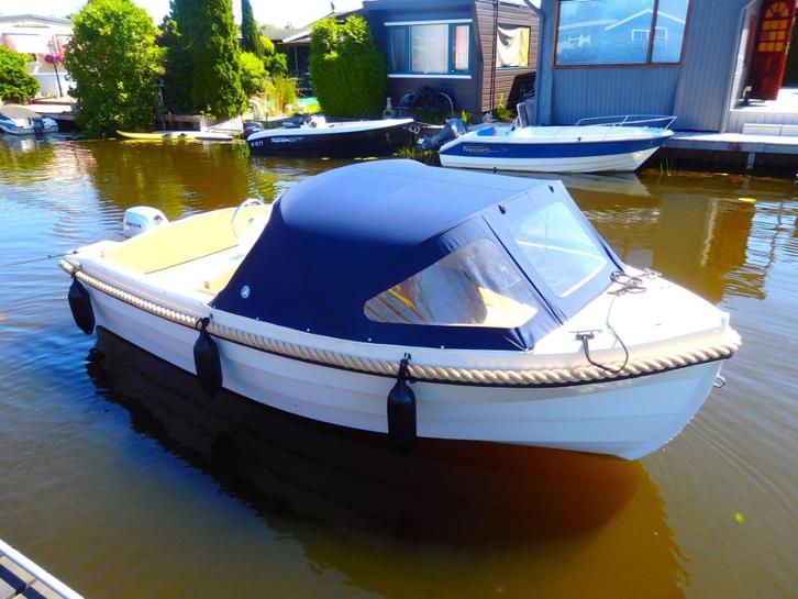Famely 495 in perfecte staat met zuinige 10 pk Honda motor, Watersport en Boten, Motorboten en Motorjachten, Zo goed als nieuw