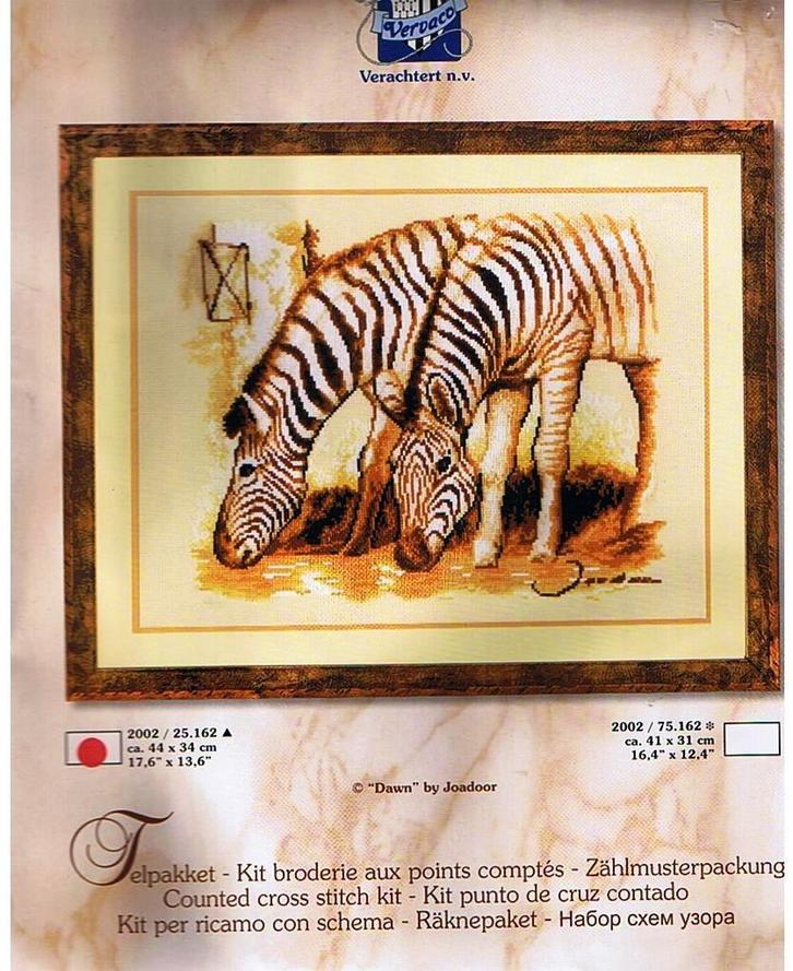 Cado koopje vervaco borduurpakket, 2 zebra's laatste, Hobby en Vrije tijd, Borduren en Borduurmachines, Nieuw, Borduurpakket, Handborduren
