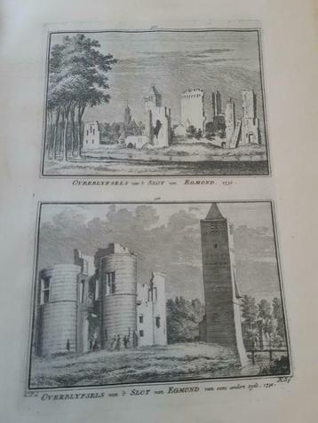 327-328*/ het slot van Egmond kopergravure uit 1752 beschikbaar voor biedingen