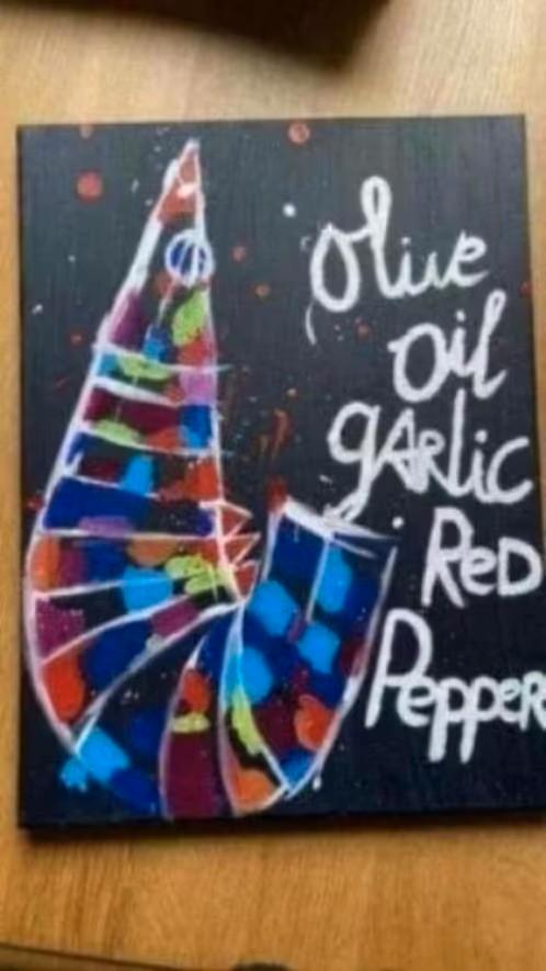 Schilderij: eetsmakelijk, Huis en Inrichting, Woonaccessoires | Schilderijen, Tekeningen en Foto's, Nieuw, Schilderij, Minder dan 50 cm