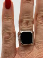 Z855 Prachtige zilveren onyx ring maat 19, Ophalen of Verzenden, Zilver, Ring, Met edelsteen