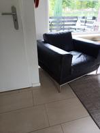 Zwart leren bank - zwart leren fauteuil, Huis en Inrichting, Ophalen, Gebruikt, 150 tot 200 cm, Tweepersoons