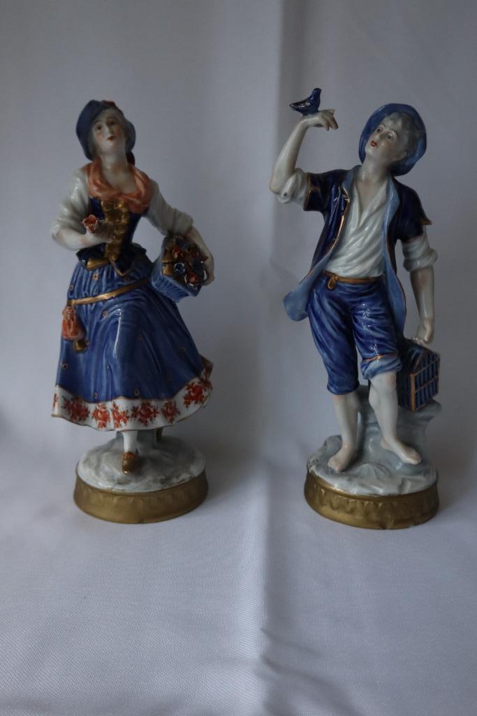 Antiek Volkstedt Thuringie paar figurines c 1940, Antiek en Kunst, Antiek | Porselein, Ophalen of Verzenden