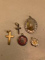 Lotje vintage kettinghangers hangertjes kruisje steen bloem, Sieraden, Tassen en Uiterlijk, Kettinghangers, Overige materialen