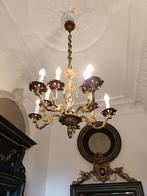 Kroonluchter met wandlampen, Huis en Inrichting, Lampen | Kroonluchters, Ophalen, Zo goed als nieuw, Glas, Klassiek / antiek