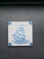 Oude Delfts Blauwe Tegel met Schip, Ophalen of Verzenden