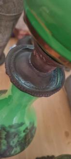 Twee Prachtige Vintage Groene Olielampen – Frans Design, Ophalen