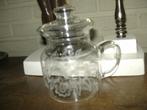 kan theepot vruchten sap water glas met violen decor vintage, Verzenden, Huis en Inrichting